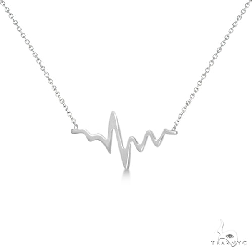 Heartbeat Pendant Necklace in 14k White Gold, photo 2 of 2