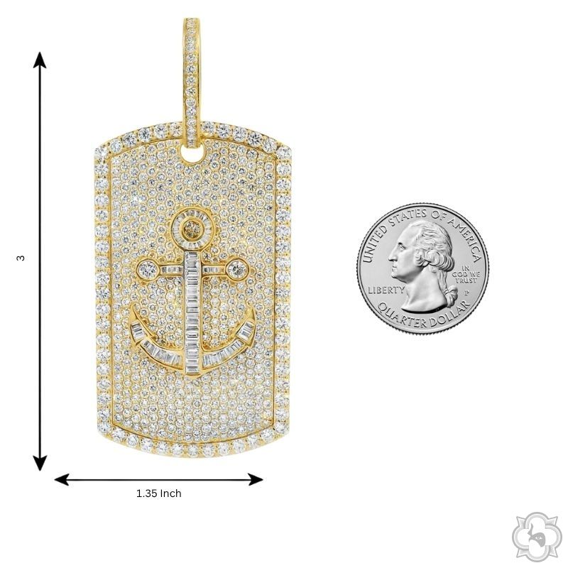 14K Gold Anchor Lab-Grown Diamond Dog Tag Pendant, photo 9 of 9