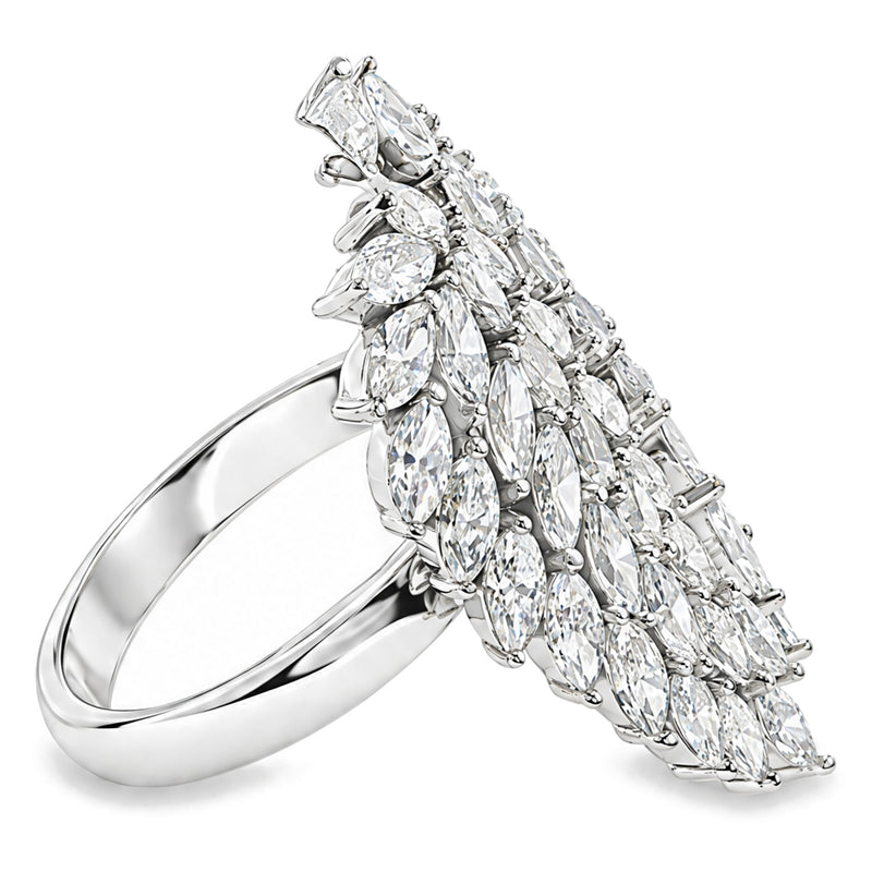 10K white gold lab-grown diamond angel wing ring, side view showing the band