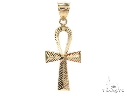 10k Gold Ankh Pendant and Hollow Cuban Chain Set, photo 2 of 14