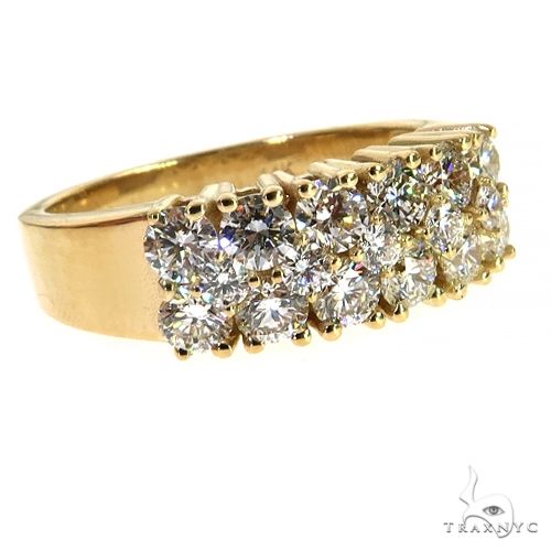 Yellow gold men's band with two rows of round diamonds