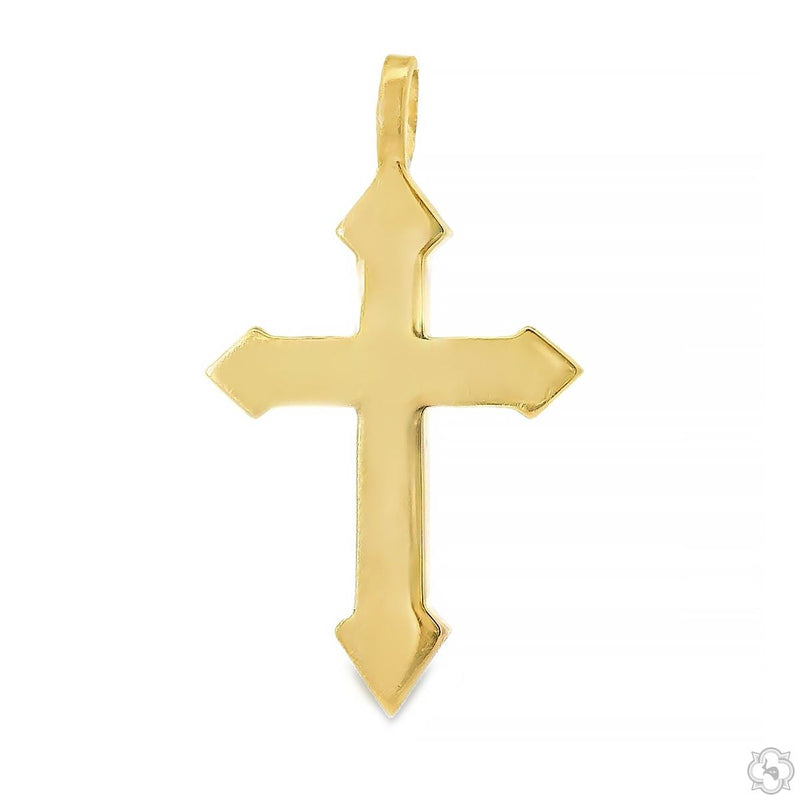 14K Gold Arrowhead Solid Cross Pendant, photo 3 of 6