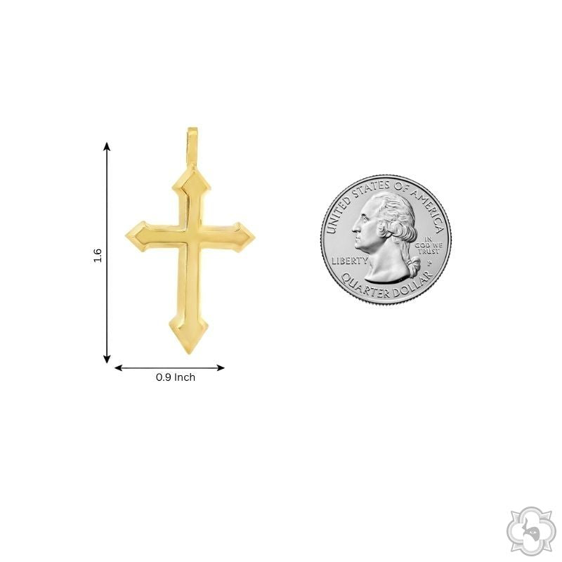 14K Gold Arrowhead Solid Cross Pendant, photo 6 of 6