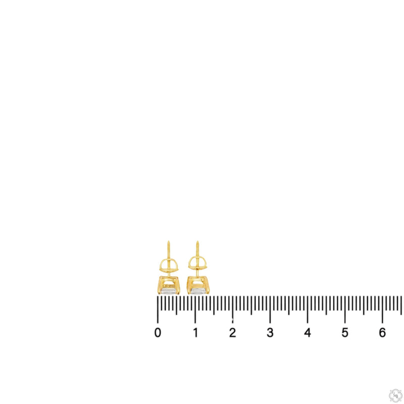 14K Gold Asscher-Cut Diamond Studs 2.80 Ctw (Lab), photo 5 of 5