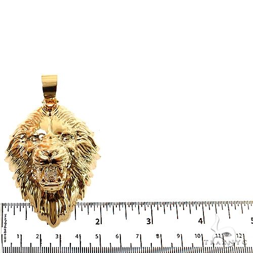 14K Gold Asscher Cut Lab-Grown Diamond Lion Head Pendant, photo 6 of 8