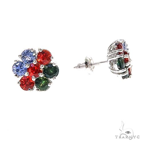 14K Gold Azerbaijan Sapphire Flower Earrings, view 2