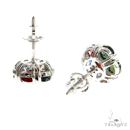14K Gold Azerbaijan Sapphire Flower Earrings, view 3