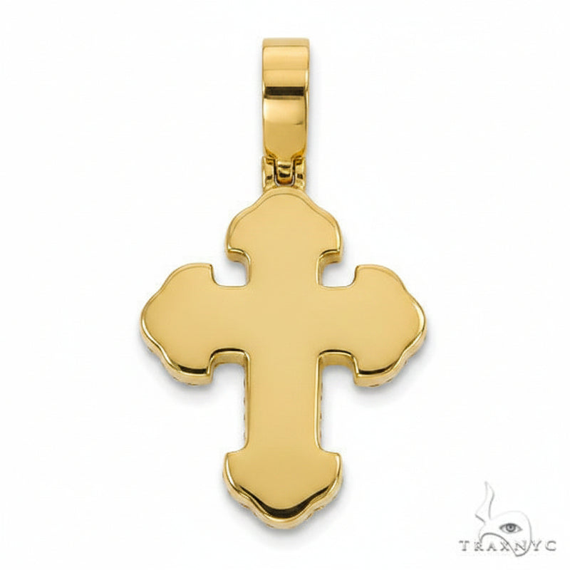 White gold baguette diamond cross pendant with intricate pavé diamond detailing