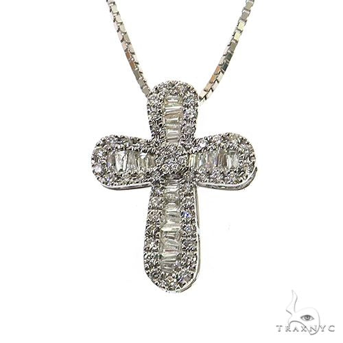 Baguette Diamond Cross Pendant Set 68626 | TraxNYC