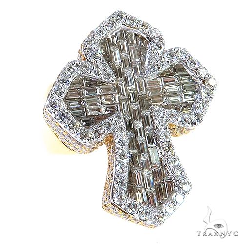 14K Gold Baguette Diamond Cross Ring, photo 2 of 6