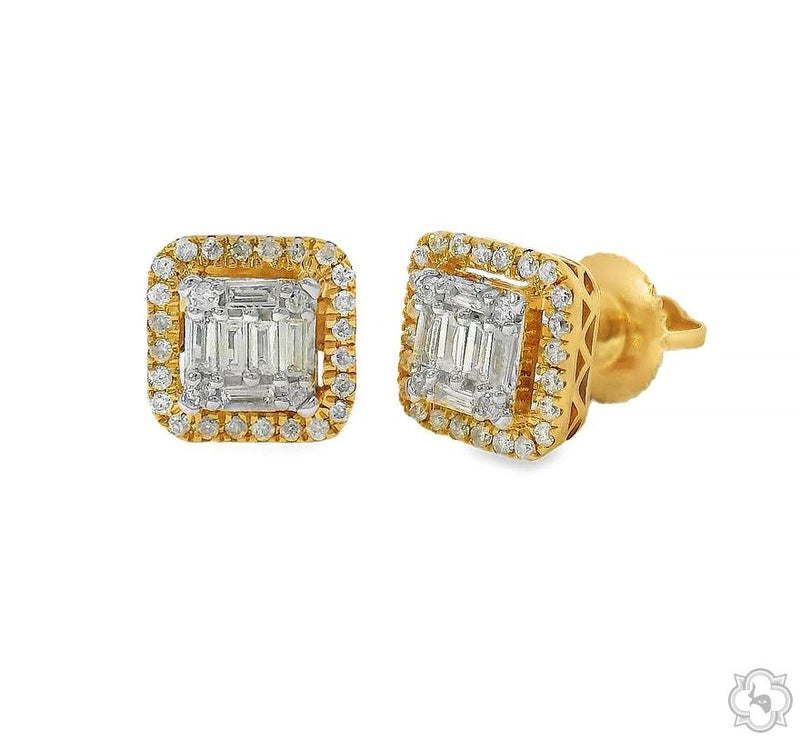 10K Gold Baguette Diamond Earrings, photo 4 of 6