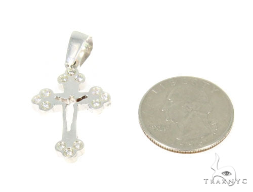 10K Gold Bezel Diamond Cross Crucifix, photo 5 of 7
