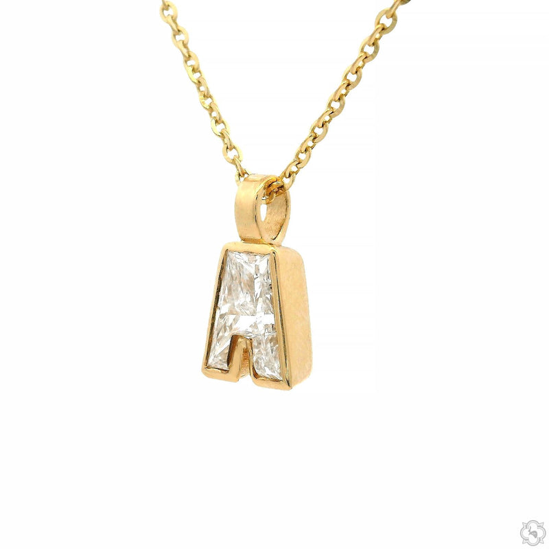 14K Gold Bezel Lab-Grown Diamond Letter Initial Necklace, photo 5 of 8