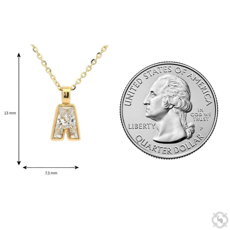 14K Gold Bezel Lab-Grown Diamond Letter Initial Necklace, photo 8 of 8