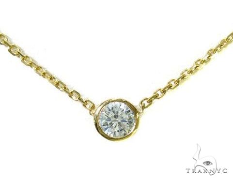14K yellow gold necklace with bezel-set round diamonds