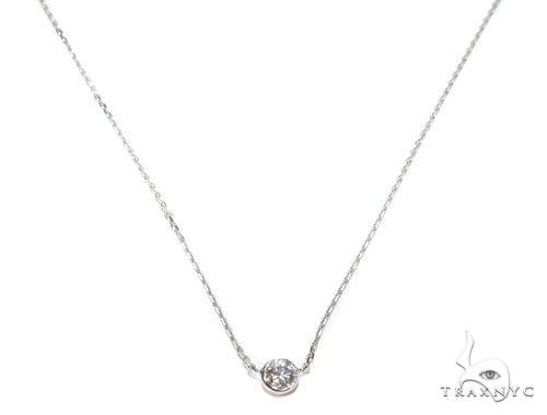 Dainty 14K white gold necklace with bezel-set round diamonds