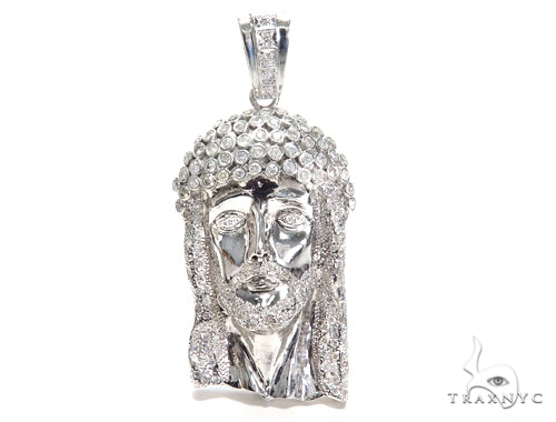 Bezel Diamond Silver Jesus Piece 40828 - Image 1