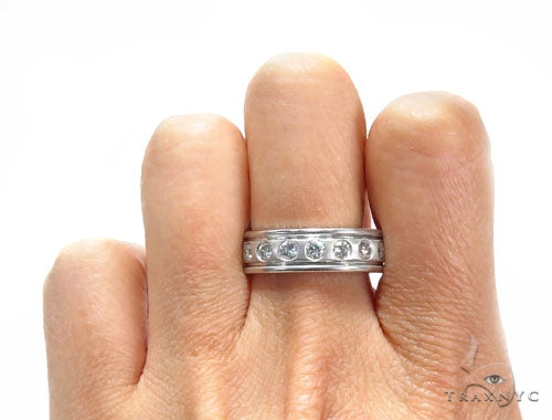 14K Gold Bezel Diamond Wedding Band, photo 7 of 7