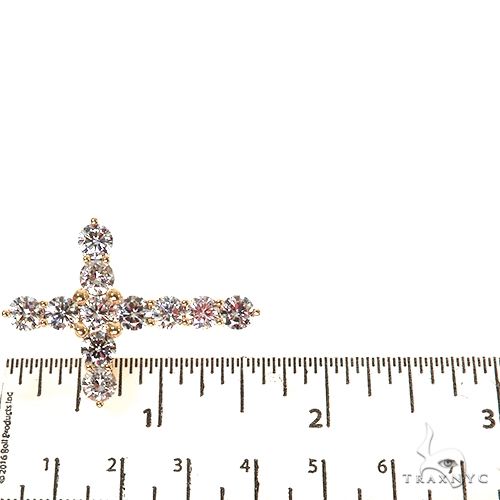 Diamond-encrusted yellow gold cross pendant with round brilliant stones, 2-inch length