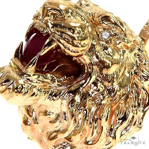 14K Gold Big Ruby Tiger Head, photo 4 of 7
