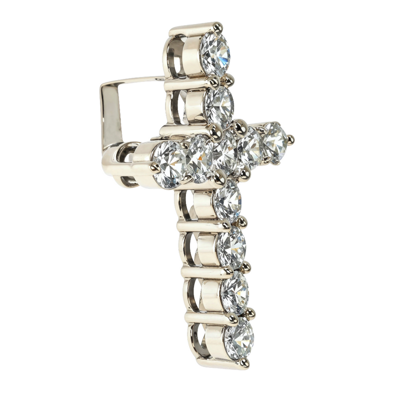 14K Gold Big Ben 50 Pointer Lab Diamond Cross Pendant, photo 2 of 6