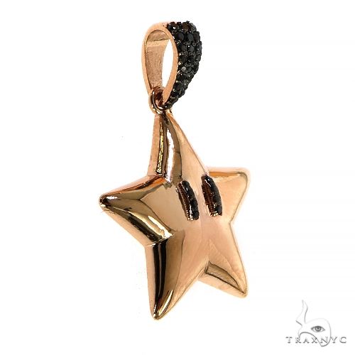 14K Gold Black Diamond Mario Star Pendant, photo 2 of 6