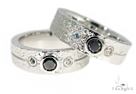 10K Gold 1.3 Ctw Black Diamond Topaz Couple Ring