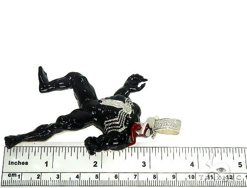Black Enamel Silver Diamond Venom Pendant, photo 7 of 7