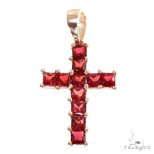 Blood Red Princess Cut Sapphire Cross 67086 | TraxNYC