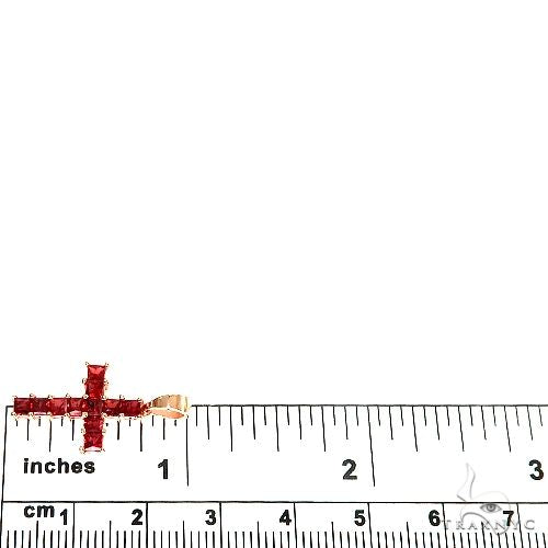 14K Gold Blood Red Princess Cut Sapphire Cross, photo 6 of 6