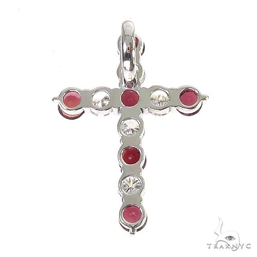 14K Gold Blood Red Sapphire Diamond Cross, photo 4 of 6