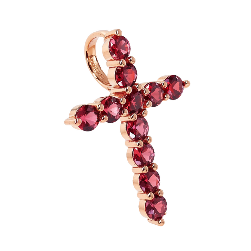 14K Gold Blood Red Sapphire Cross, photo 2 of 6
