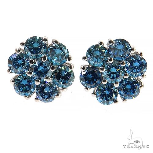10 PT Blue Diamond Flower Earrings (Lab) 68208 - Image 1