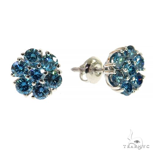 10 PT Blue Diamond Flower Earrings (Lab) 68208 - Image 2