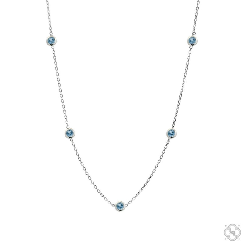 14K Yellow Gold Blue Sapphire Bezel Necklace