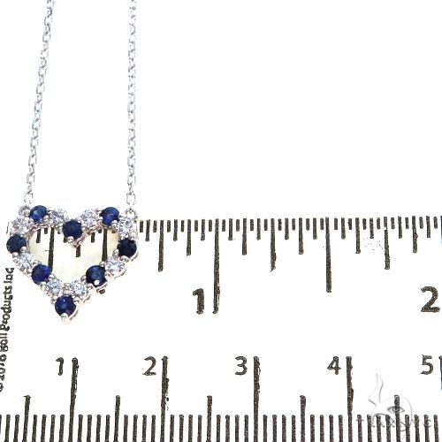 14K Gold Blue Sapphire Diamond Heart Necklace, photo 5 of 5