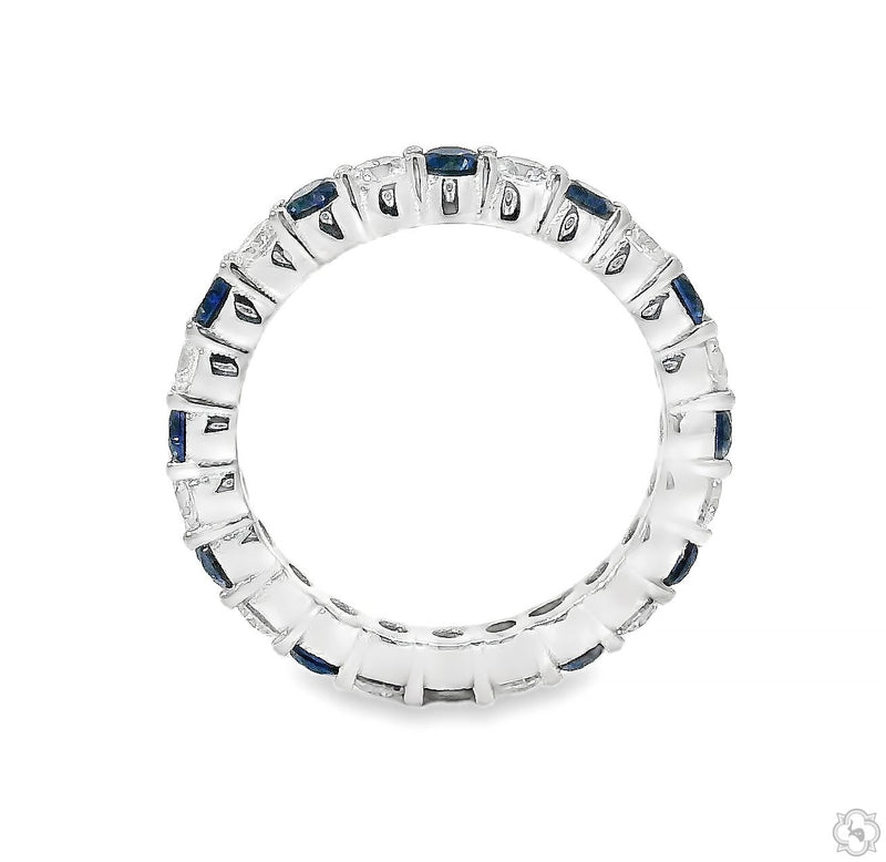 18K Gold Blue Sapphire Diamond Ring, photo 4 of 5