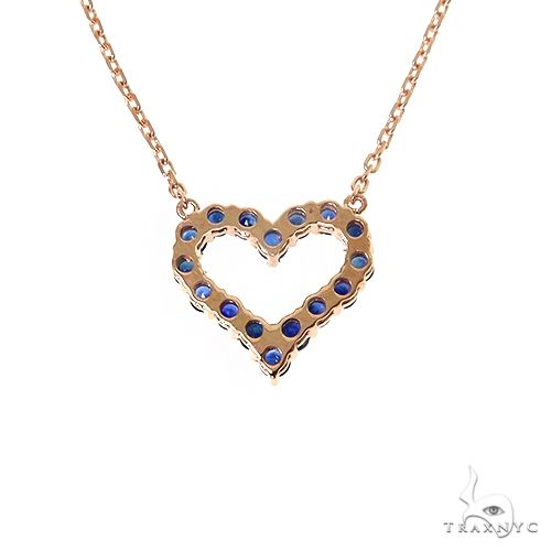 14K Gold Blue Sapphire Heart Necklace, photo 4 of 5