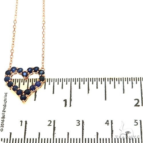 14K Gold Blue Sapphire Heart Necklace, photo 5 of 5