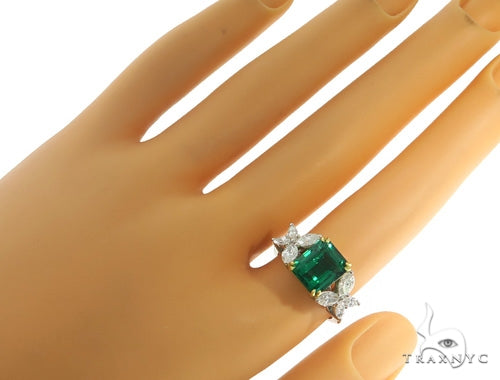 Butterfly Emerald Gemstone Diamond Ring 49351 - Image 6