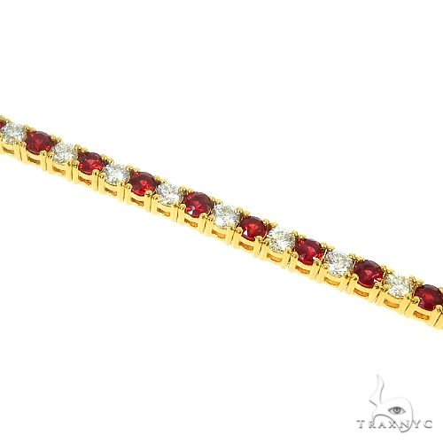 Candy Cane Red Sapphire Diamond Tennis Bracelet 66944 - Image 4