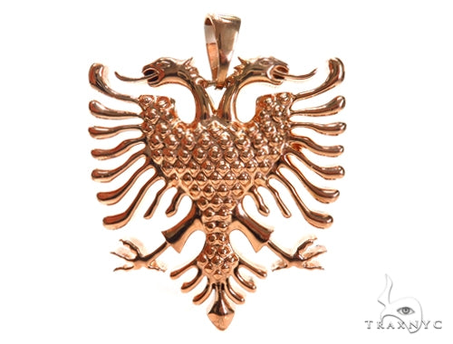 Albanian sterling silver pendant – front view showing detailed silhouette in polished .925 silver
