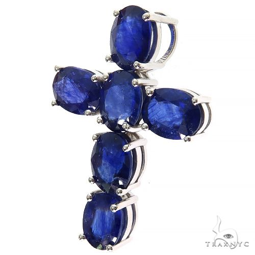 Celestial Blue Oval Sapphire Cross .925 Silver, photo 3 of 7