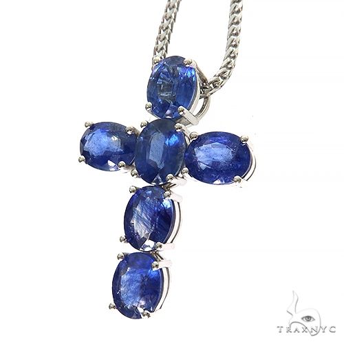 Celestial Blue Oval Sapphire Cross Set .925 Silver, photo 3 of 7