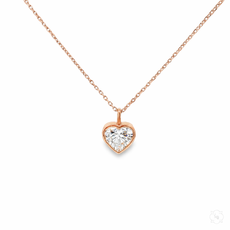 14K Gold Heart Lab-Grown Diamond Bezel Pendant, photo 6 of 9