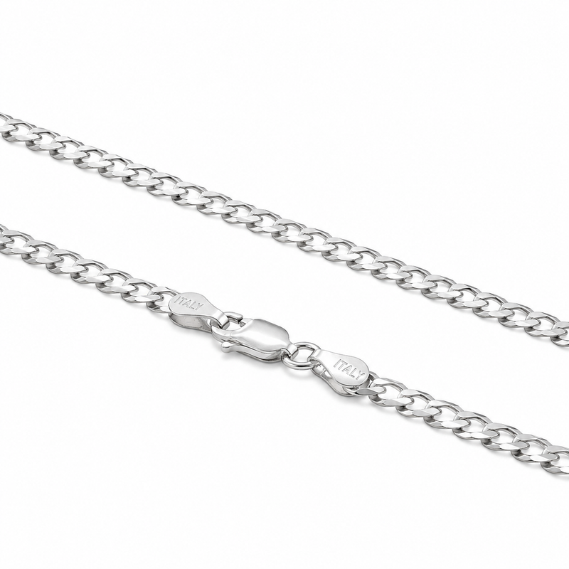 .925 Silver Solid Curb Chain 3.5mm, view 4