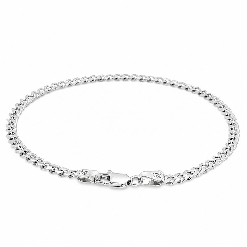 .925 Silver Solid Curb Bracelet 3.5mm, view 2