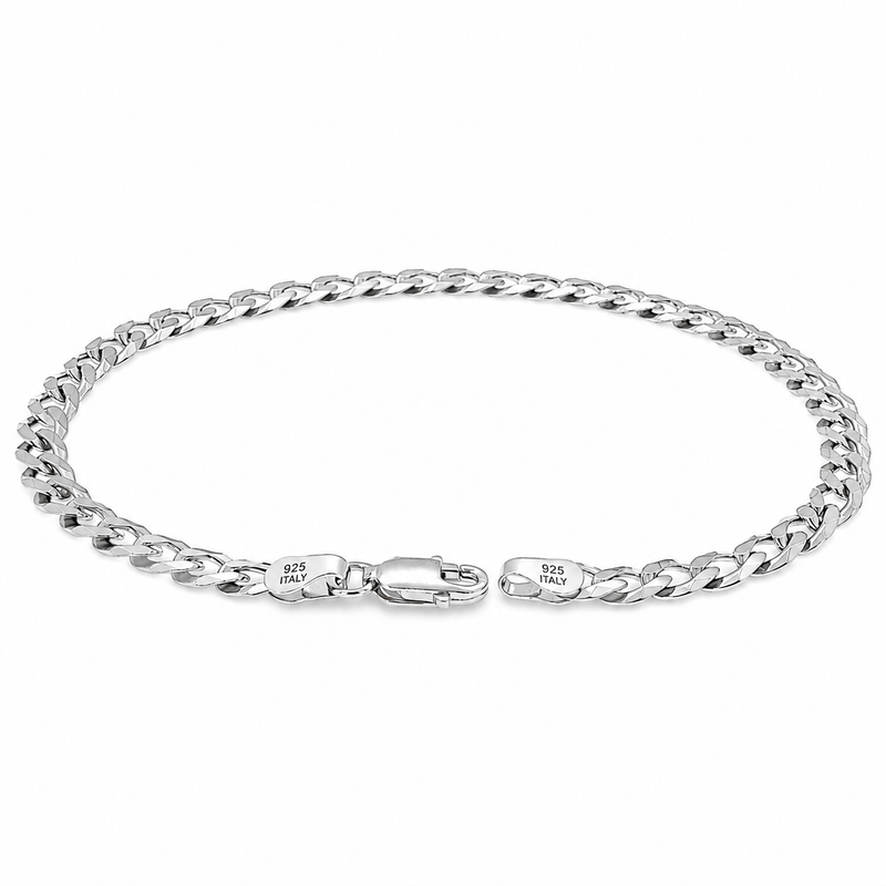.925 Silver Solid Curb Bracelet 4.5mm, view 3