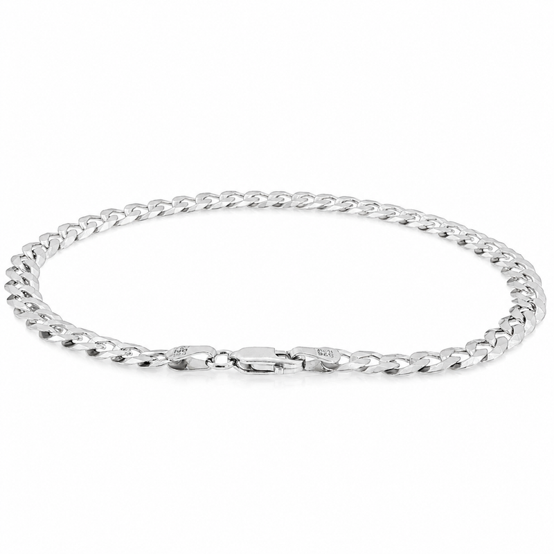 .925 Silver Solid Curb Bracelet 4.5mm, view 2