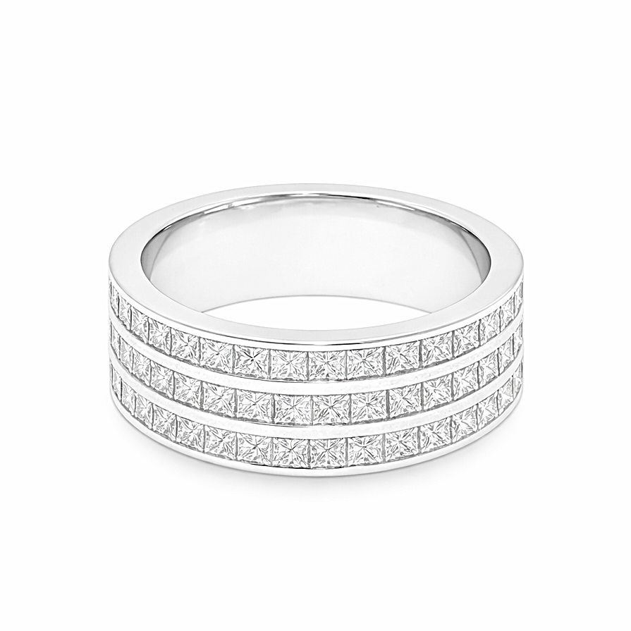 3 Row Princess Cut Diamond Ring 71107 | TraxNYC